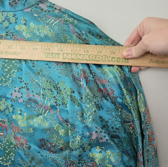 Peony Brand Kimono Robe Womens S Blue Satin Shanghai Vintage Chinese Jacket - Picture 12 of 14